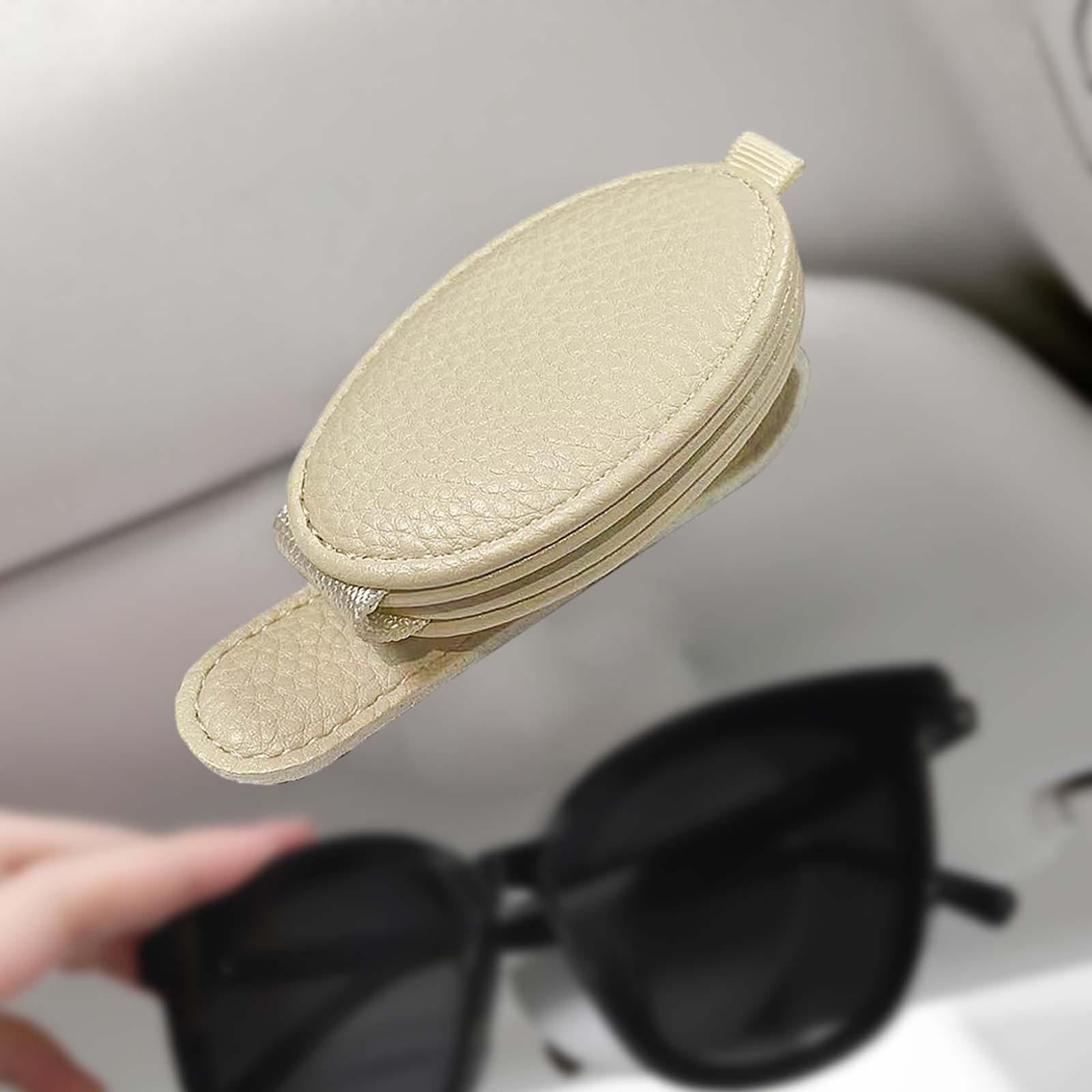 Sunglasses Holder for Car Visor Fashion Automotive Interior Car Glasses Clip beige