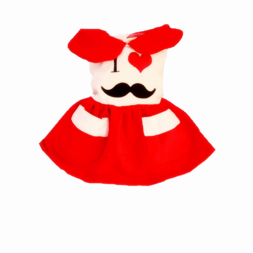 Cute Moustache Pattern Dog Puppy Dresses Skirt Pet Fancy Costume Clothes S