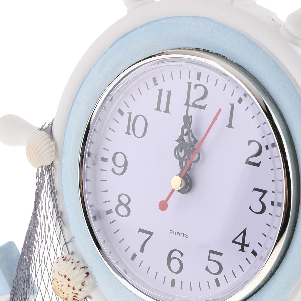 Wall Clock Ship Wheel & Anchor Design Nautical Beach Seaside Themed