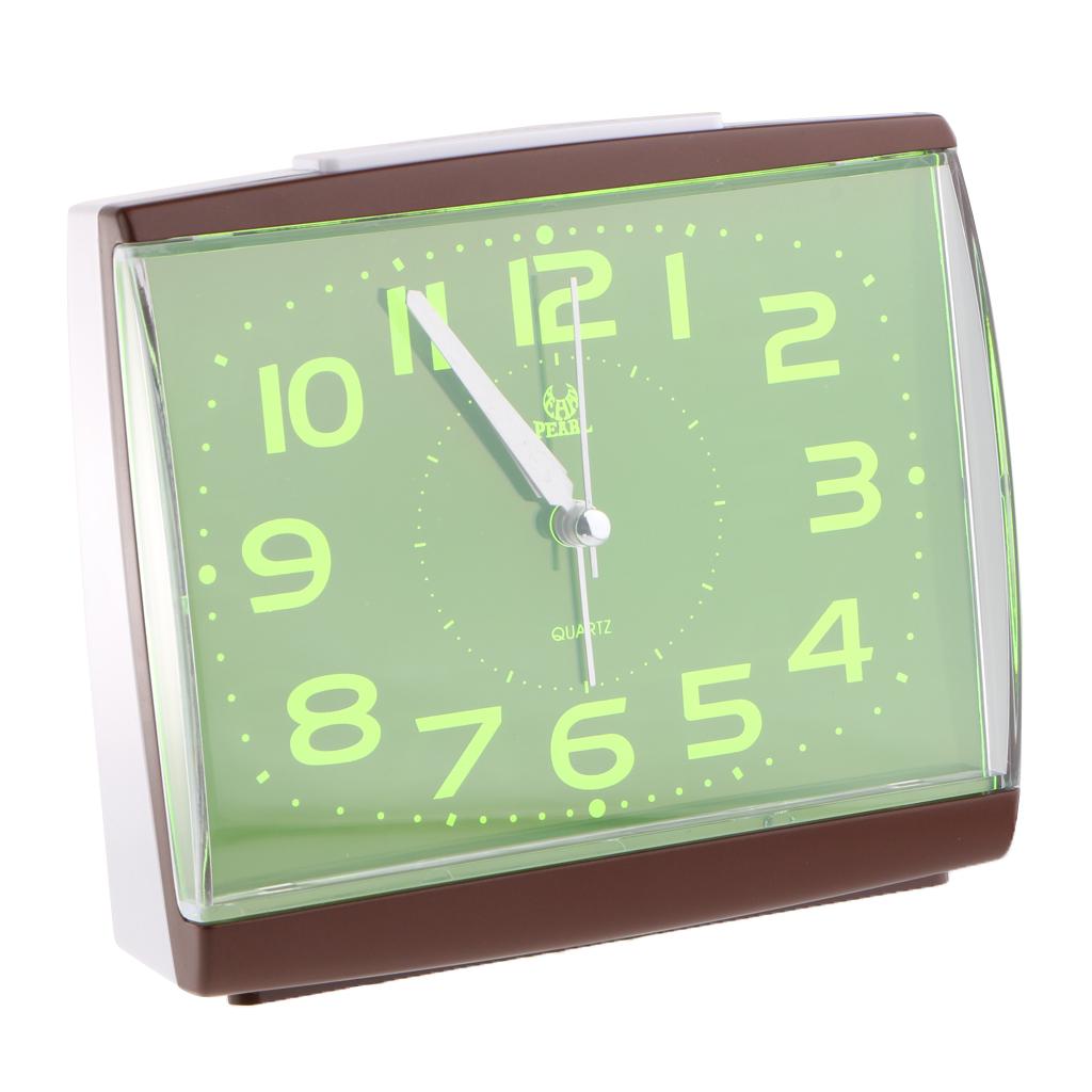 Battery Operated Bedside Clock Non Ticking with Night Light for Home