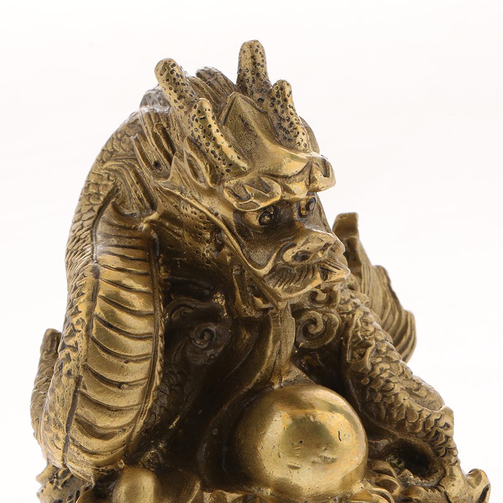 Pure Brass Chinese Twelve Zodiac Animal Figurine Ornament Luck Charm Dragon