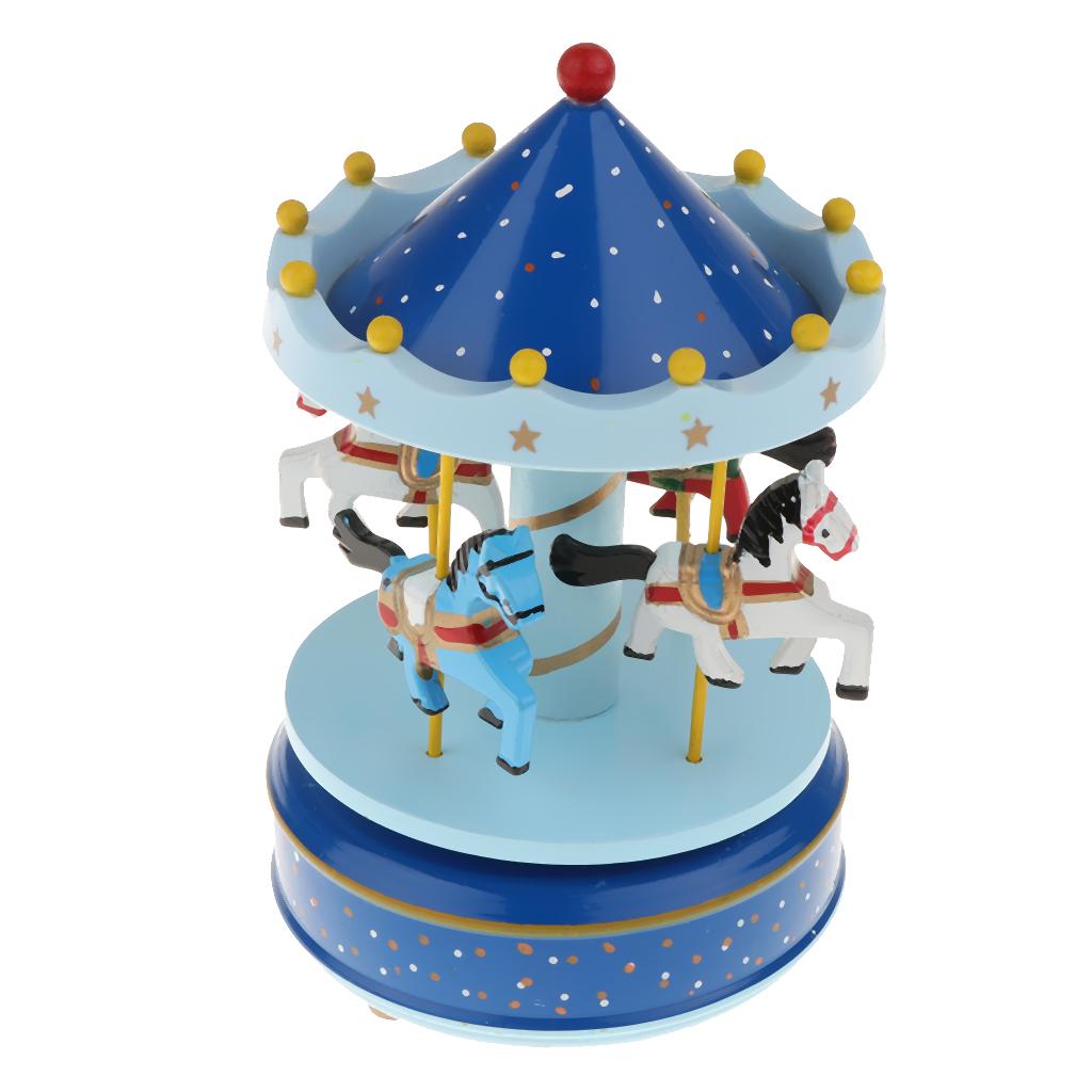 Wooden Carousel Music Box Rotating Carousel Mechanical Music Box | eBay