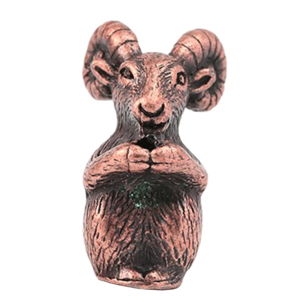 Copper Chinese Twelve Zodiac Animal Figurine Incense Stick Stand Goat