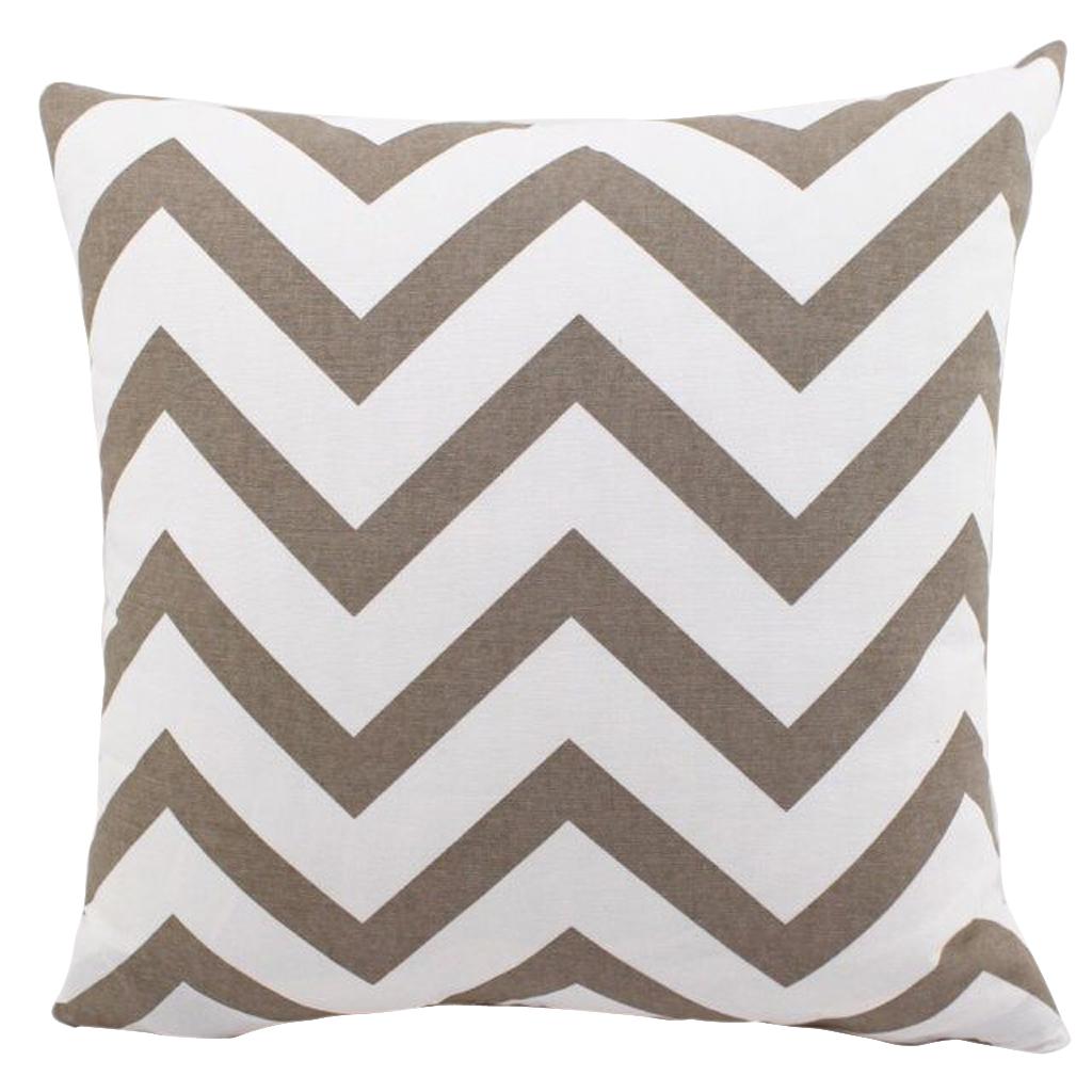 Canvas Stripe Printed Throw Pillow Cover Cushion Cover Pillowcase 60cm Khaki 