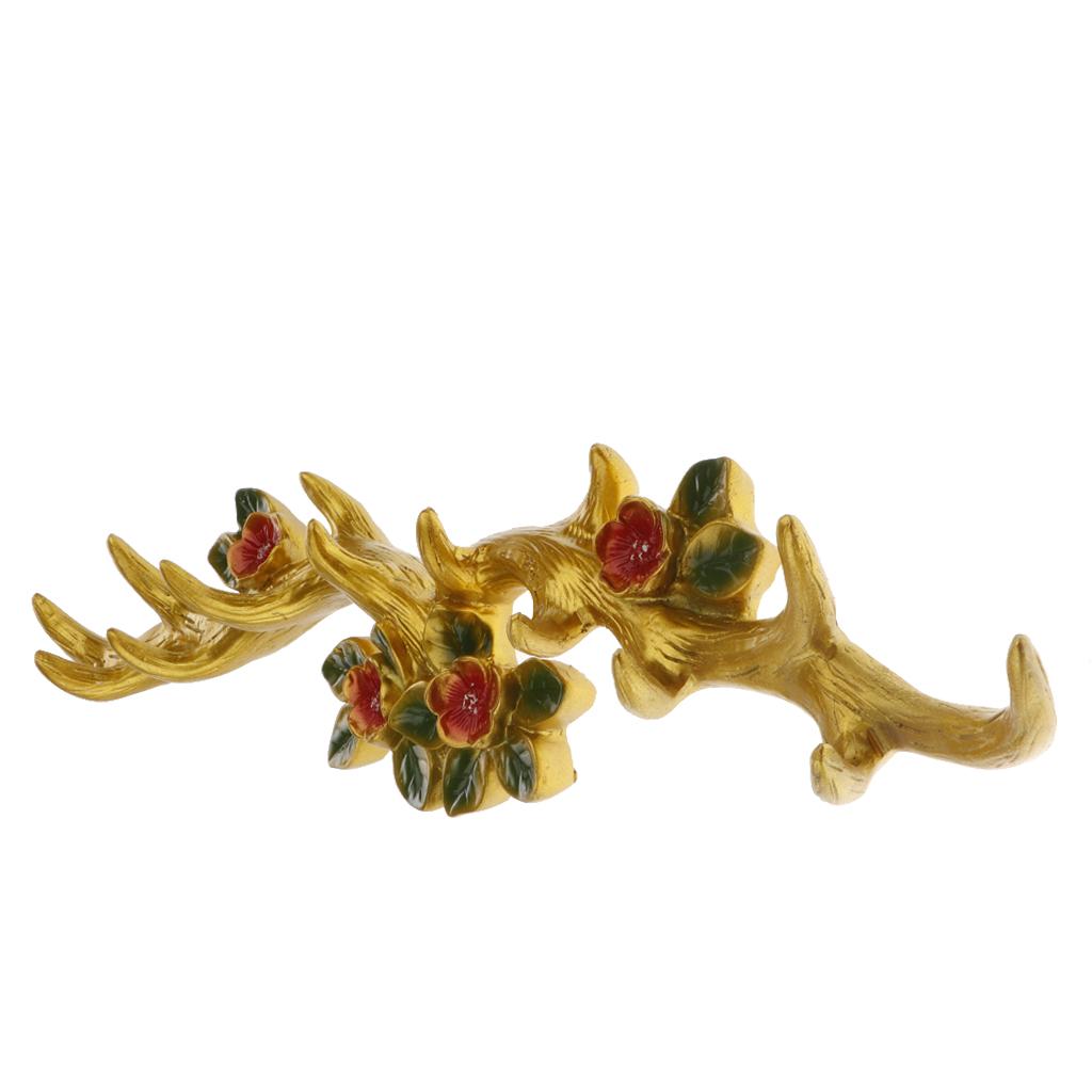 American  Clothes Hanger Resin Antlers Coat Rack Hook Plum antlers-Yellow-L