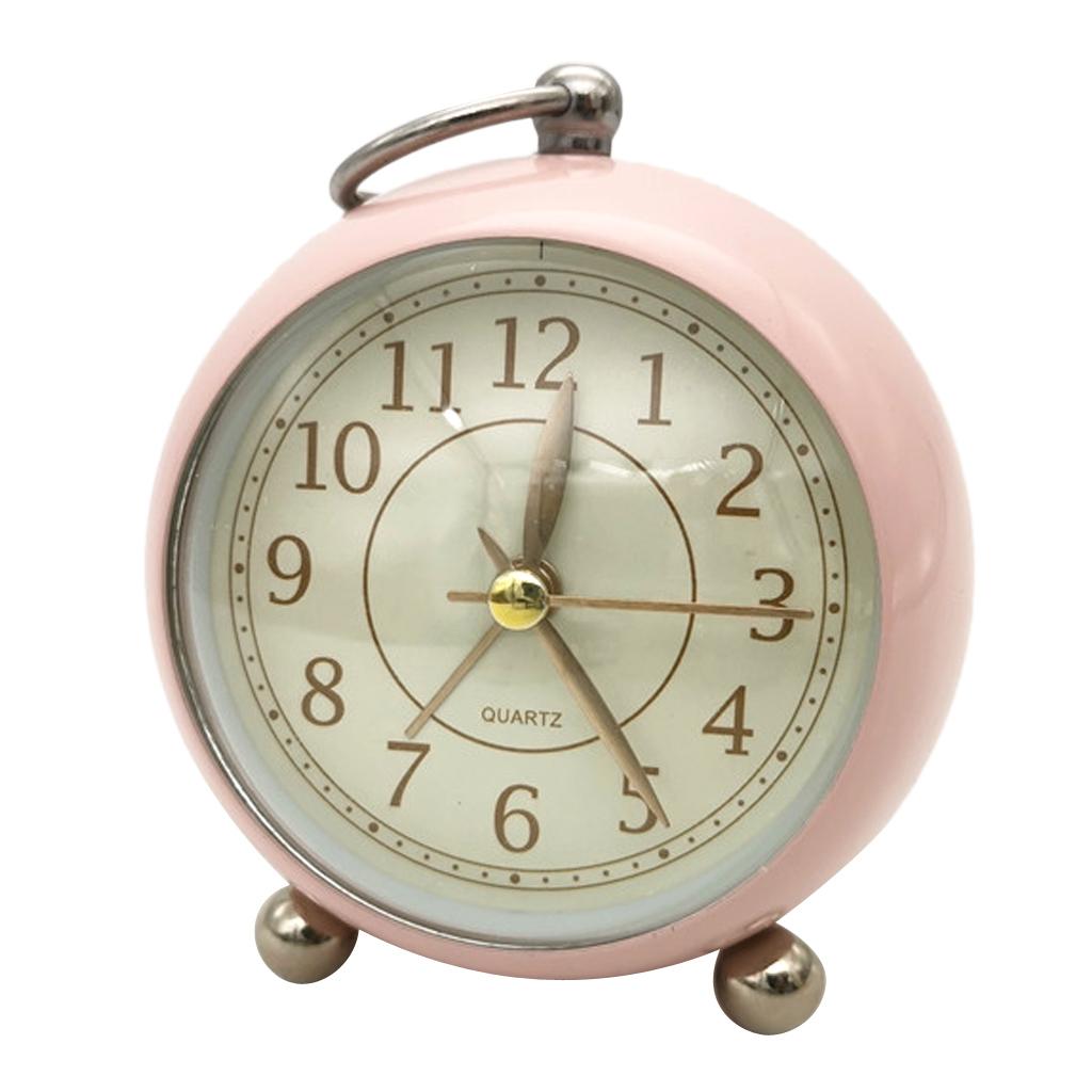  Silent Bedside quartz clock Table Alarm Clock with Nigth Light  Pink