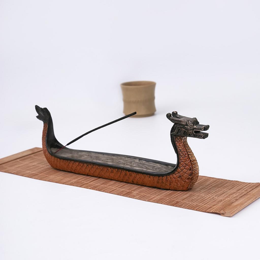 Resin Dragon on Viking Boat Ornament  Festival Incense Holder