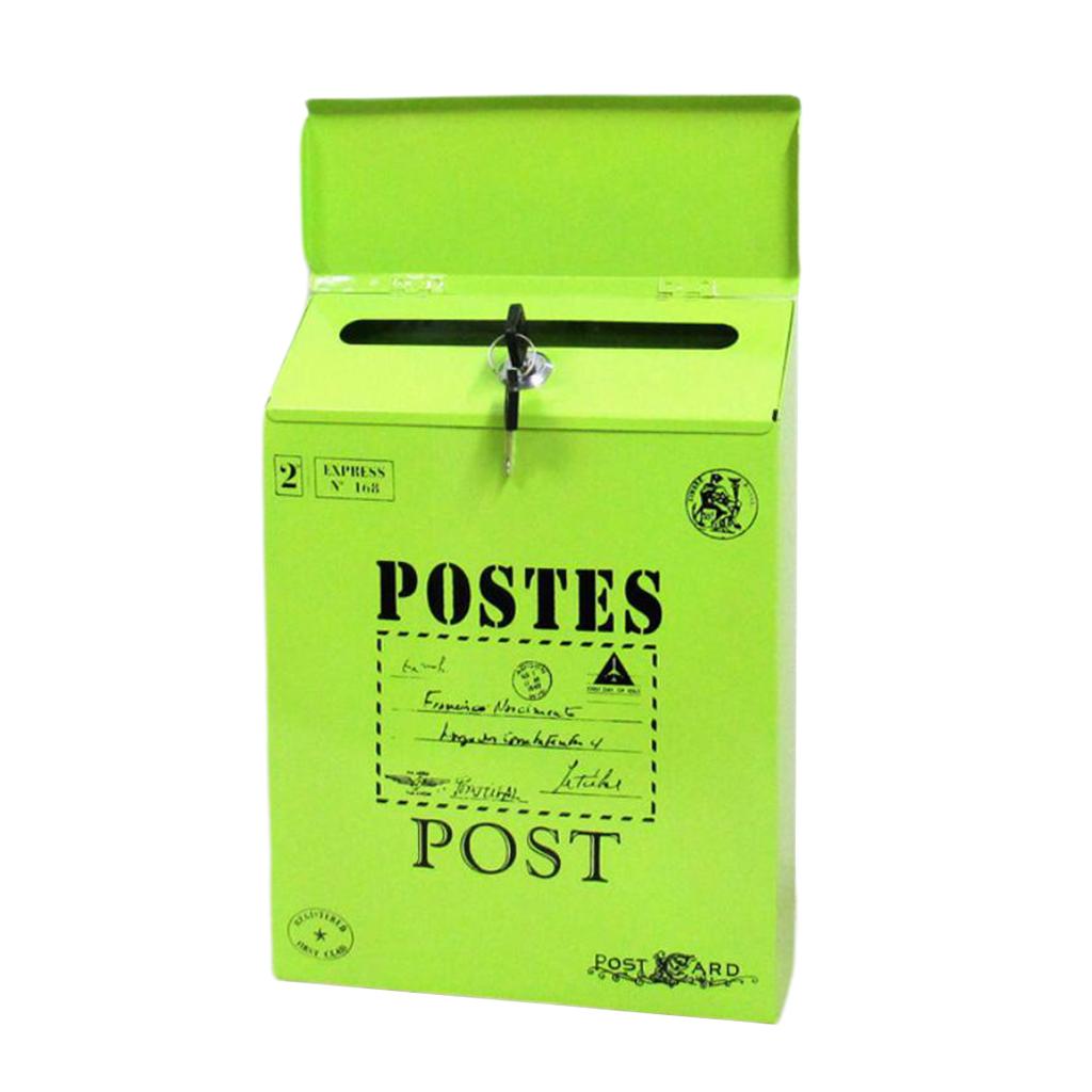 Creative Iron Mail/Letter/Post/Newspaper Holder Box Green_Big Letters