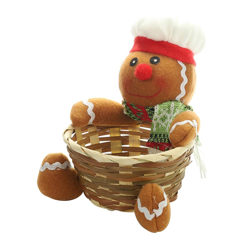 Cute Candy Storage Basket Christmas Party Gifts Holder Gingerbread Man S