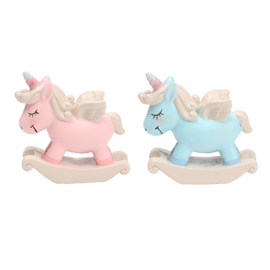 Resin Craft Unicorn Cupcake Cake Topper Figures Birthday Party Favors Pink