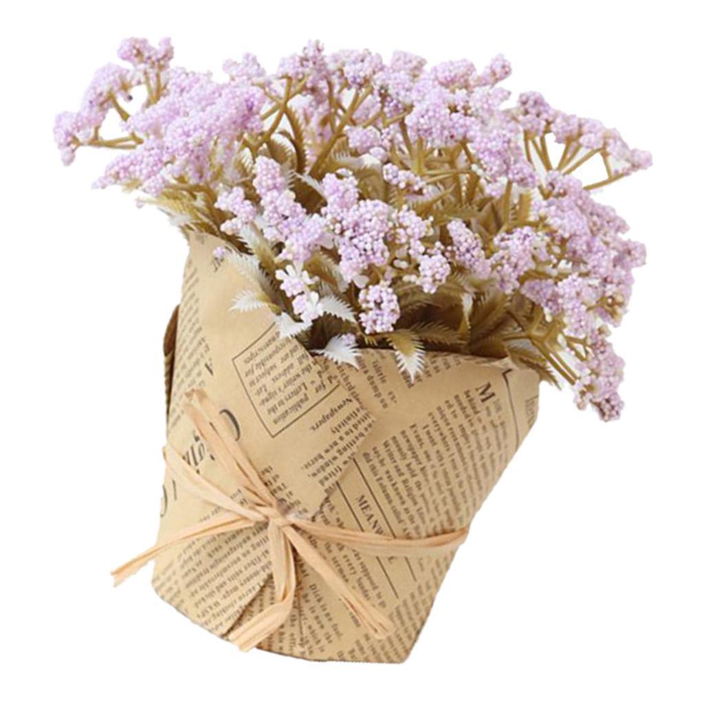Artificial Lavender Gypsophila Flowers Bouquet Potted Flower Light Purple