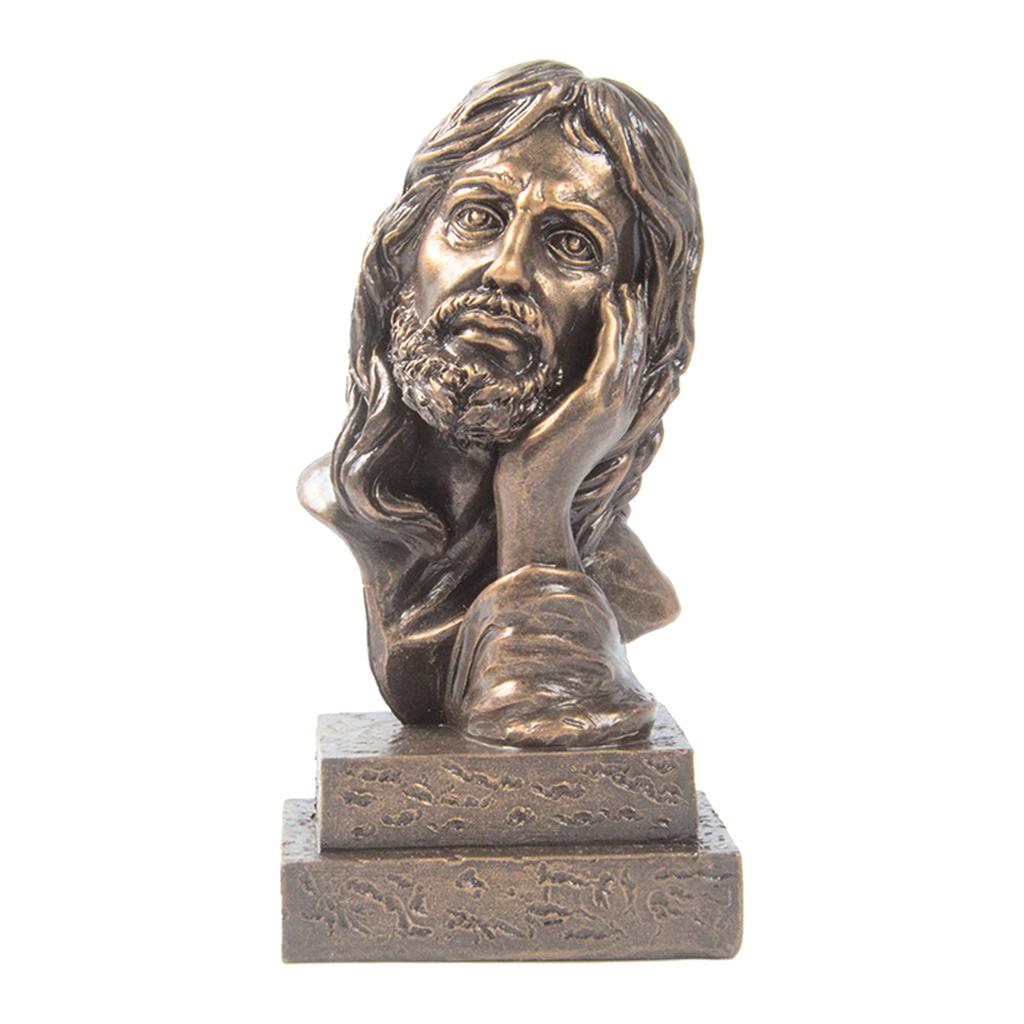 European Style Handmade Crafts Jesus Bust Sculpture with Base Stand Type D