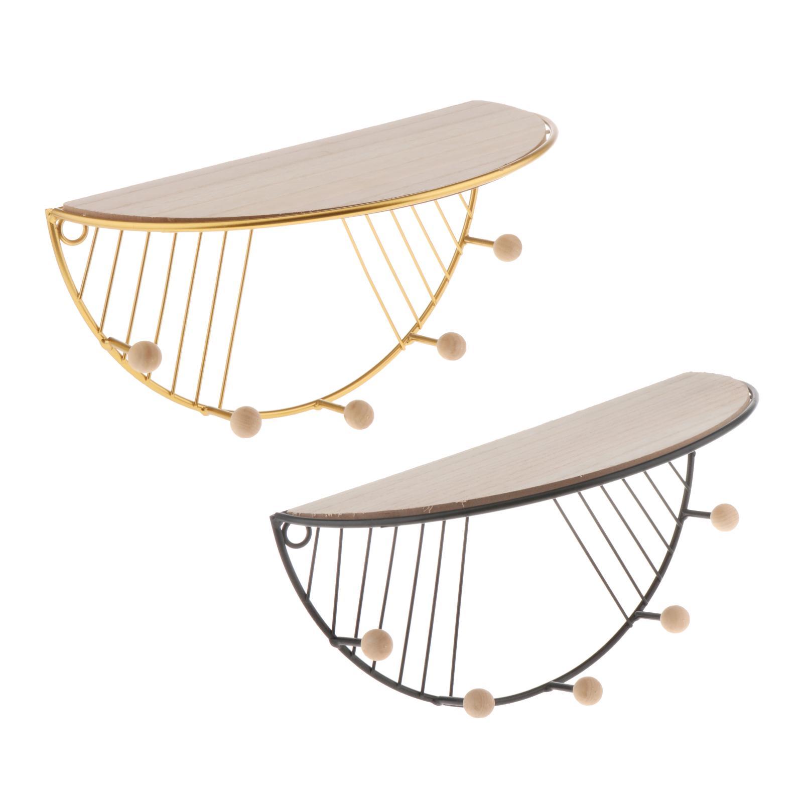 Nordic Iron Floating Shelves Semicircle Rack for Bedroom Office golden