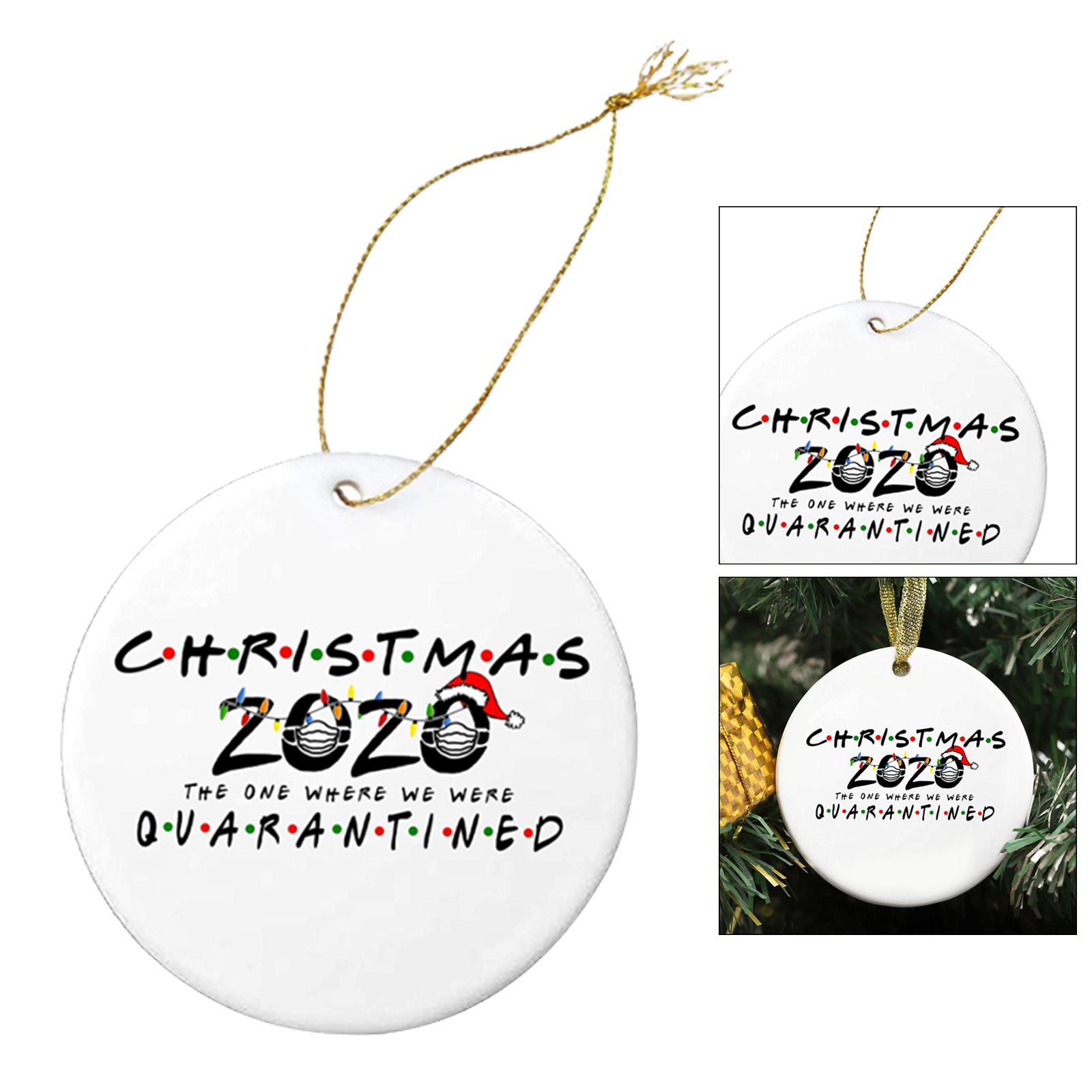 Creative Christmas Tree Ornament Quarantine Survived Circle Two-Side Printed style 4