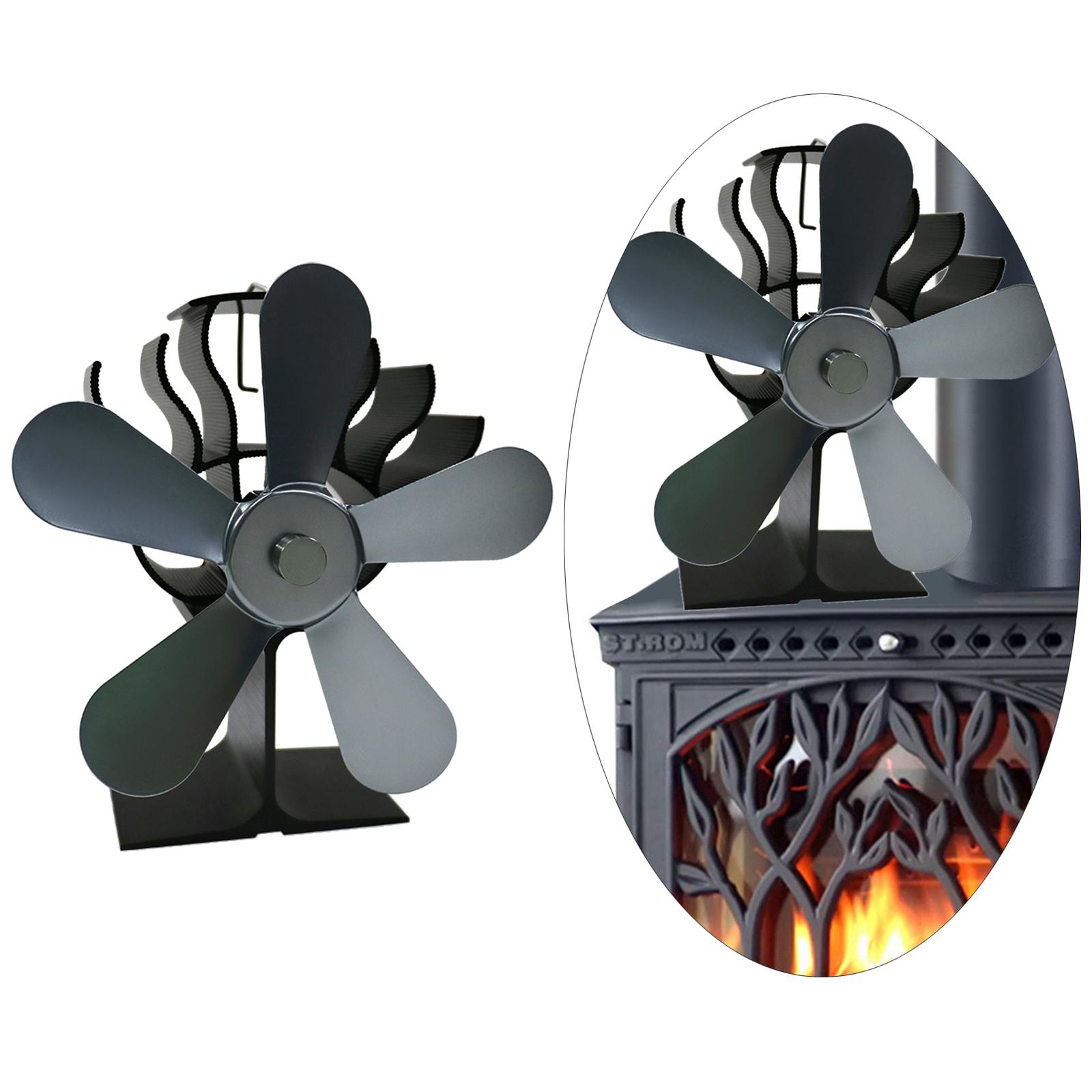 Mini Heat Powered Stove Fan With Free Thermometer Mini 5 Blade Gray