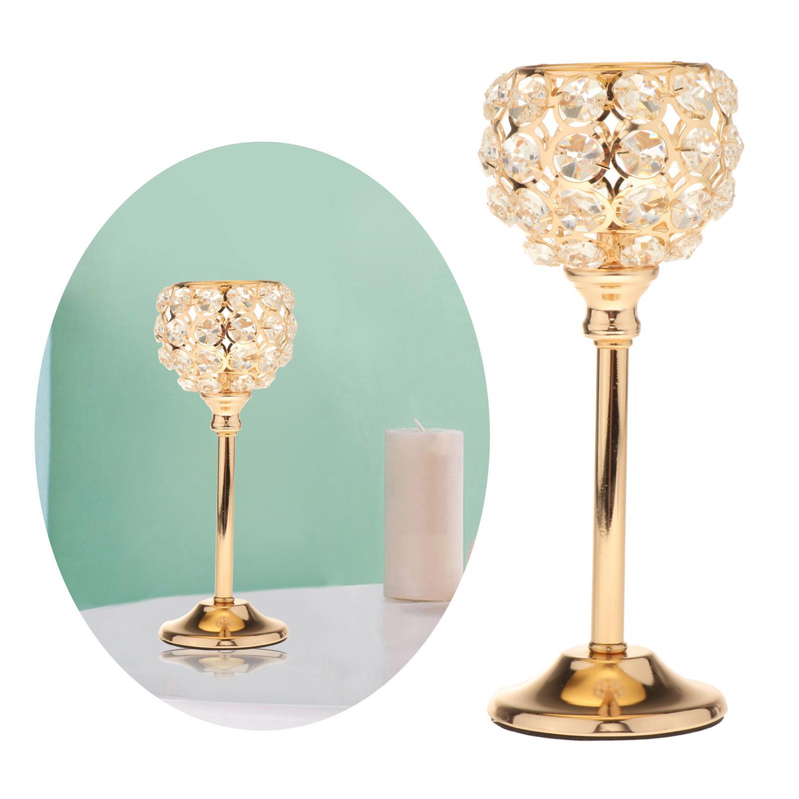 2x Crystal Candle Holder Tealight Candlestick Centerpiece 21.5cm 26.5cm