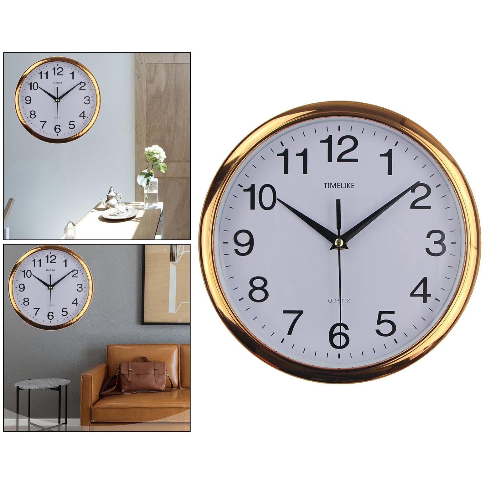 Modern Wall Clock Watches Silent Non Ticking Home Living Room Office Golden