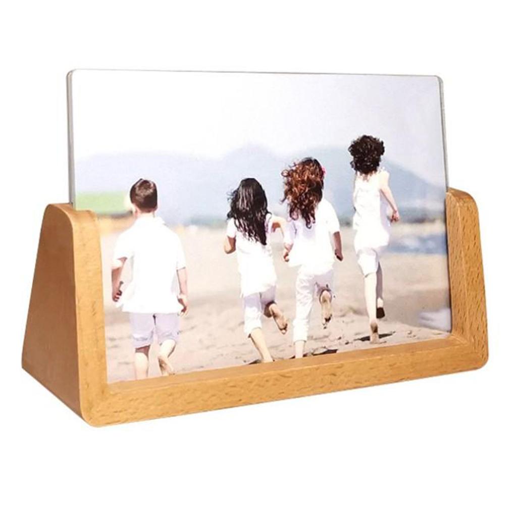 Photo Frame Picture Frames Wooden Base Clear Acrylic Cover Home Decor 7inch
