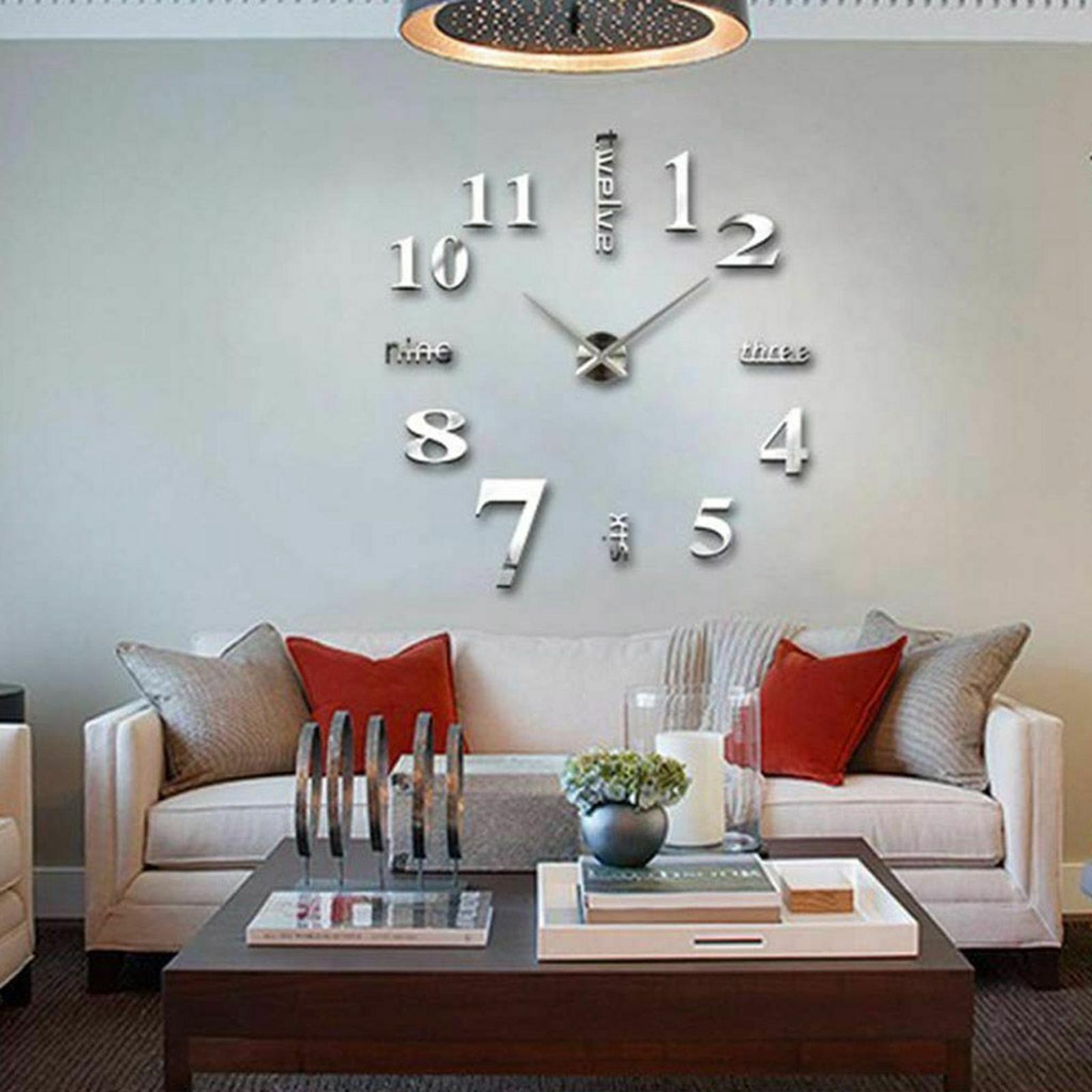 Wall Clock DIY 3D Modern Mirror Surface Sticker Home Office Decoration