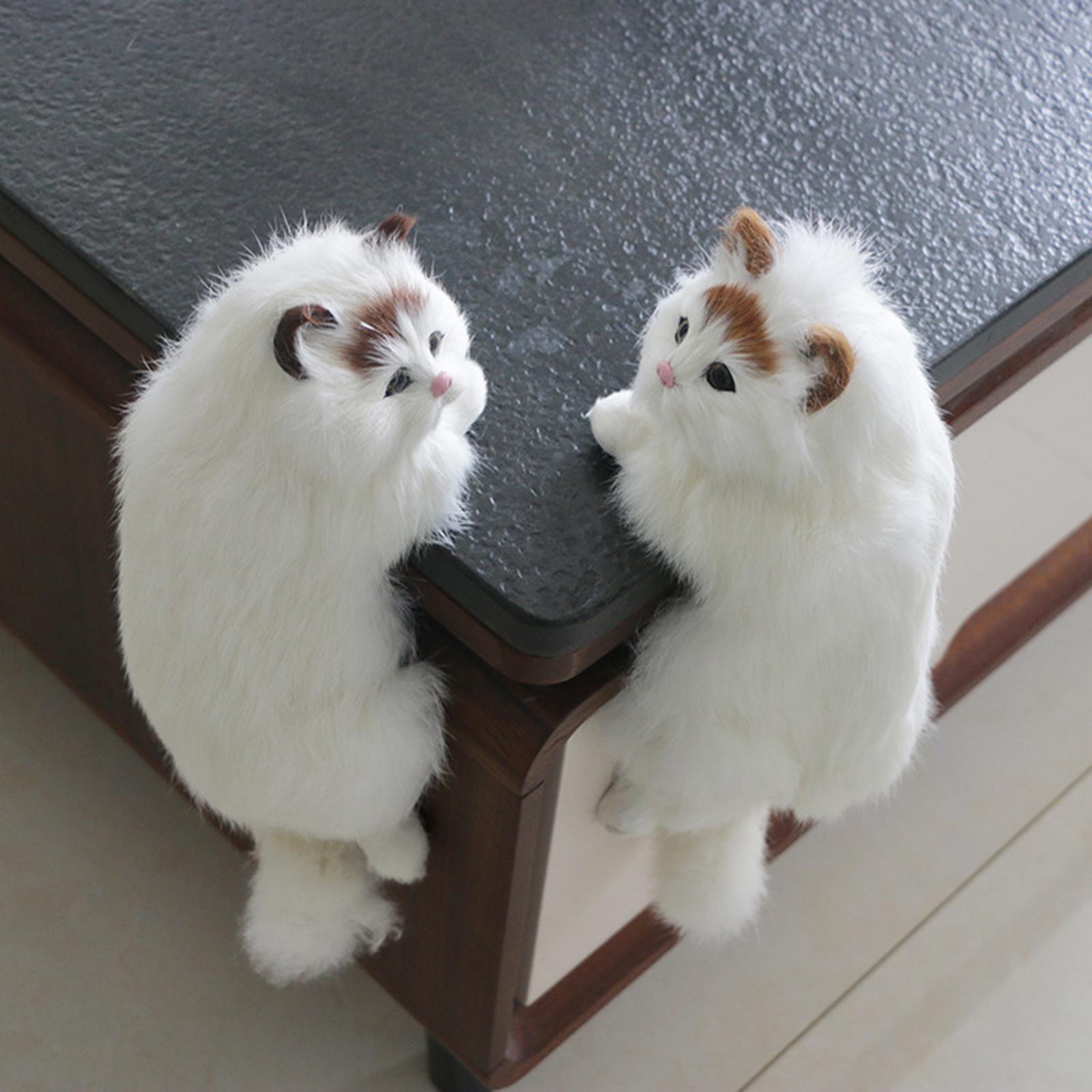 Cute Plush Cat Art Desk Toys Simulation Cat Figure Statue Craft Yellow Right