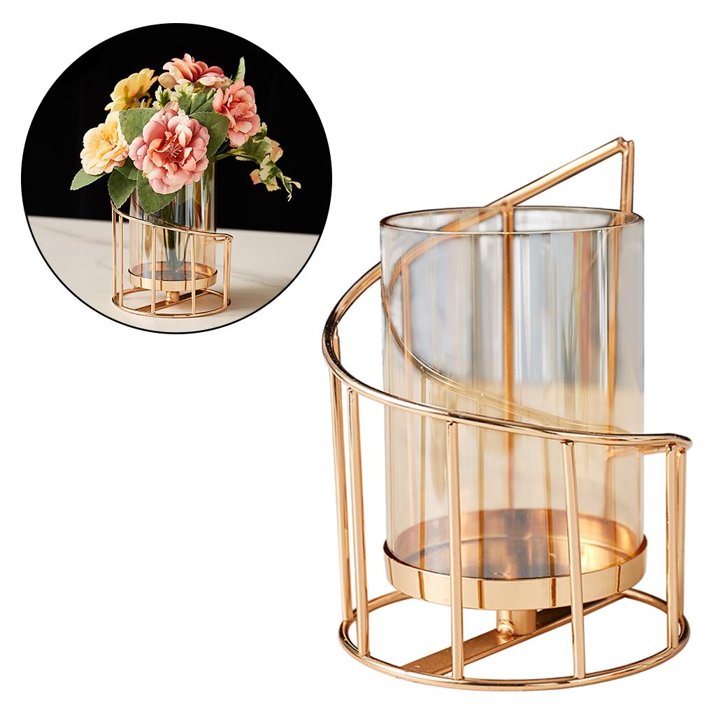Candle Holder Artificial Flower Vase Candlestick Centerpiece Ornament S