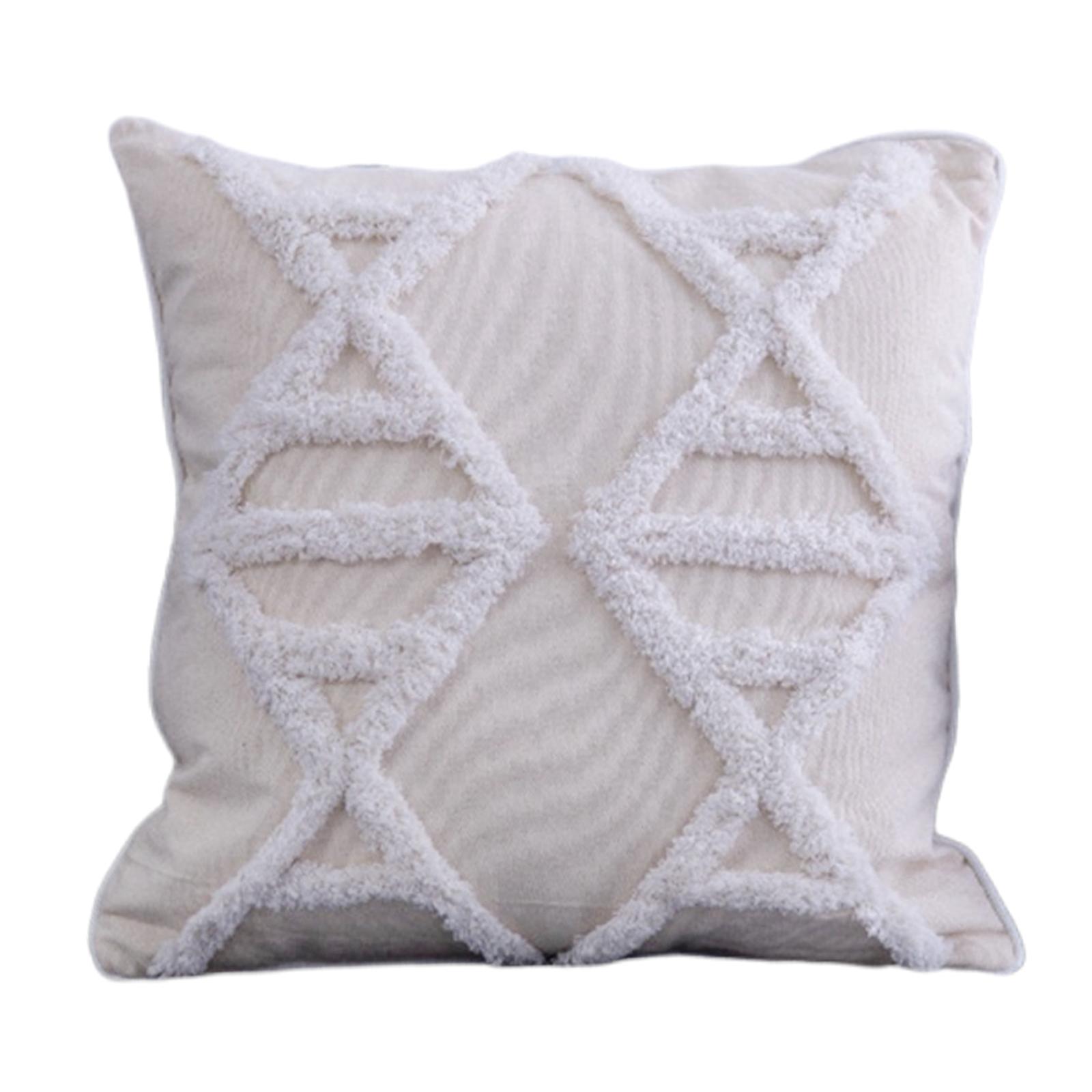 Throw Pillow Cover Tassels Woven Tufted Cushion Cover for Bed 45x45cm D