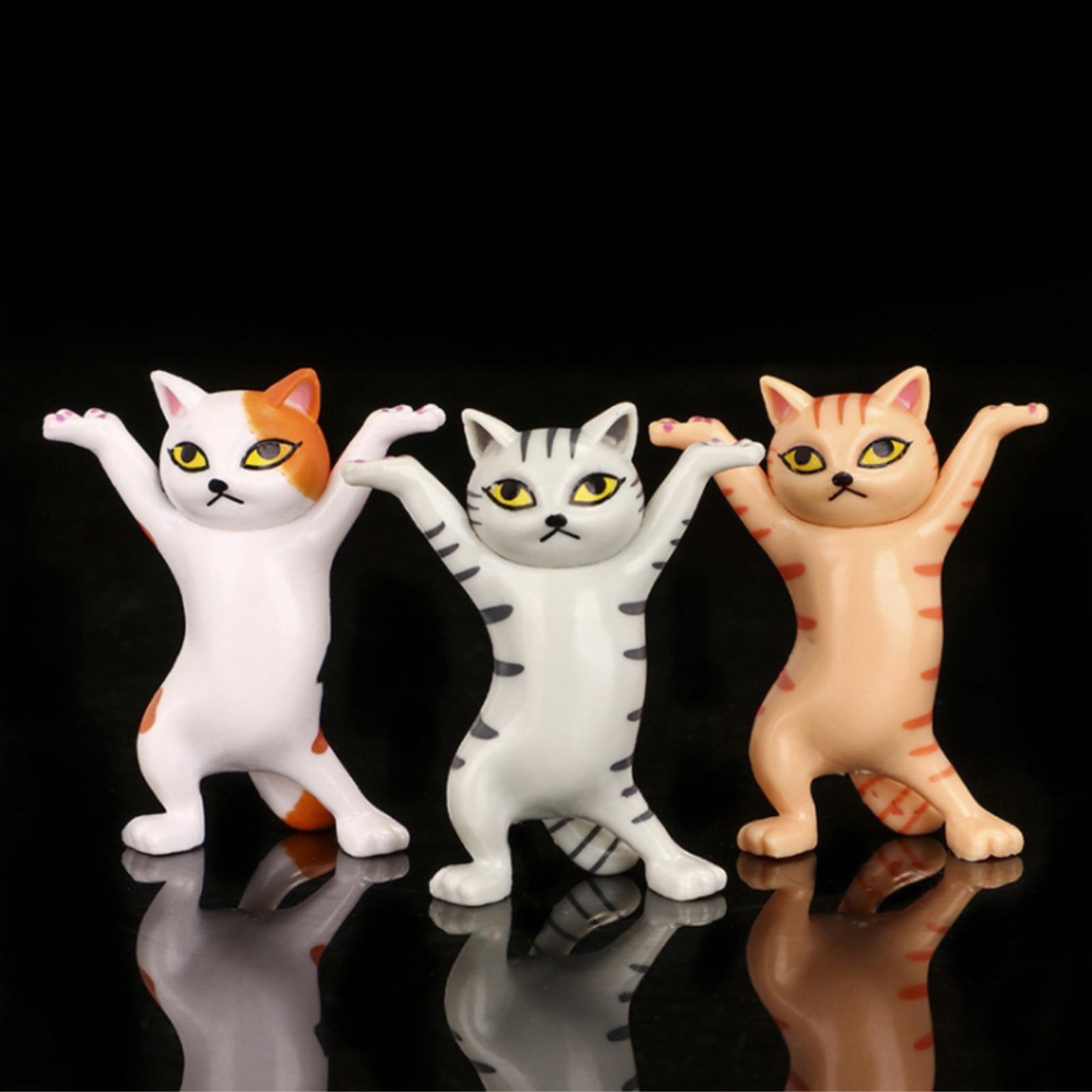 Dancing Cute Cats Figure Ornament Tabletop Sculpture Decoration White