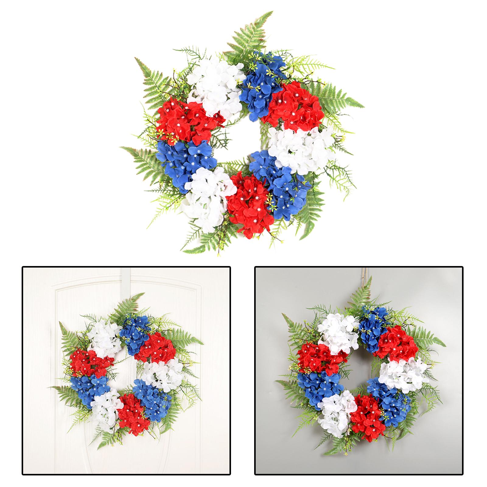 Patriotic American Wreath Flower Garland Green Leaves Memorial Day Hanging