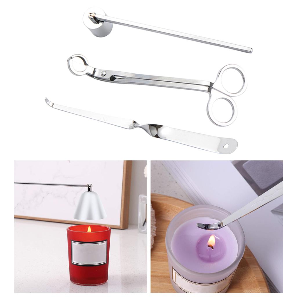 Candle Extinguisher Set Candle Snuffer Wick Trimmer Dipper Silver