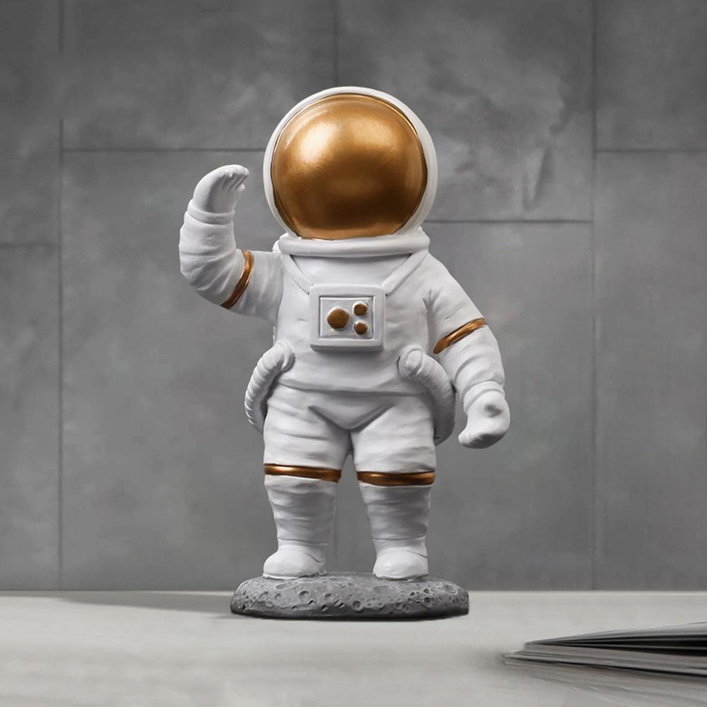Handmade Spaceman Statue Home Tabletop Astronaut Sculpture Salute