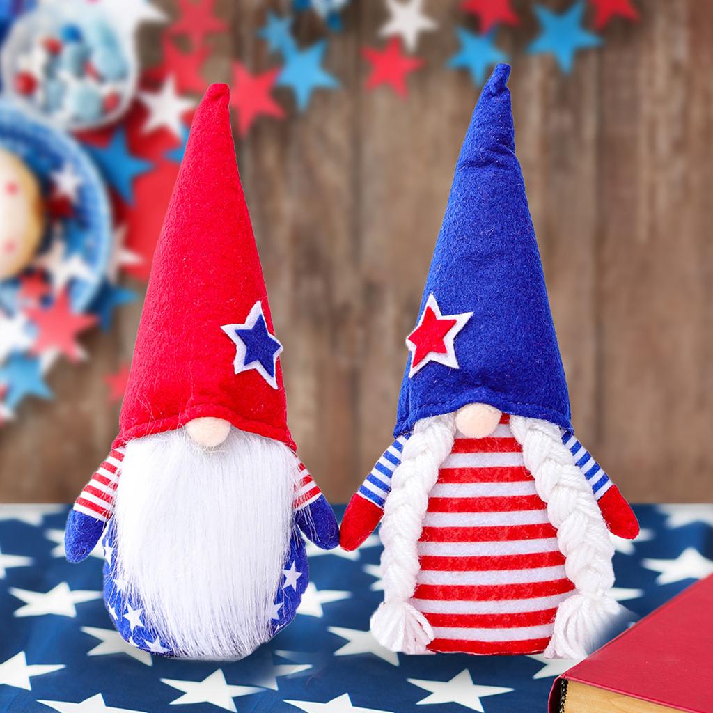 Faceless Gnome Plush Doll Shelf Sitter Figurine Dolls for Independence Day