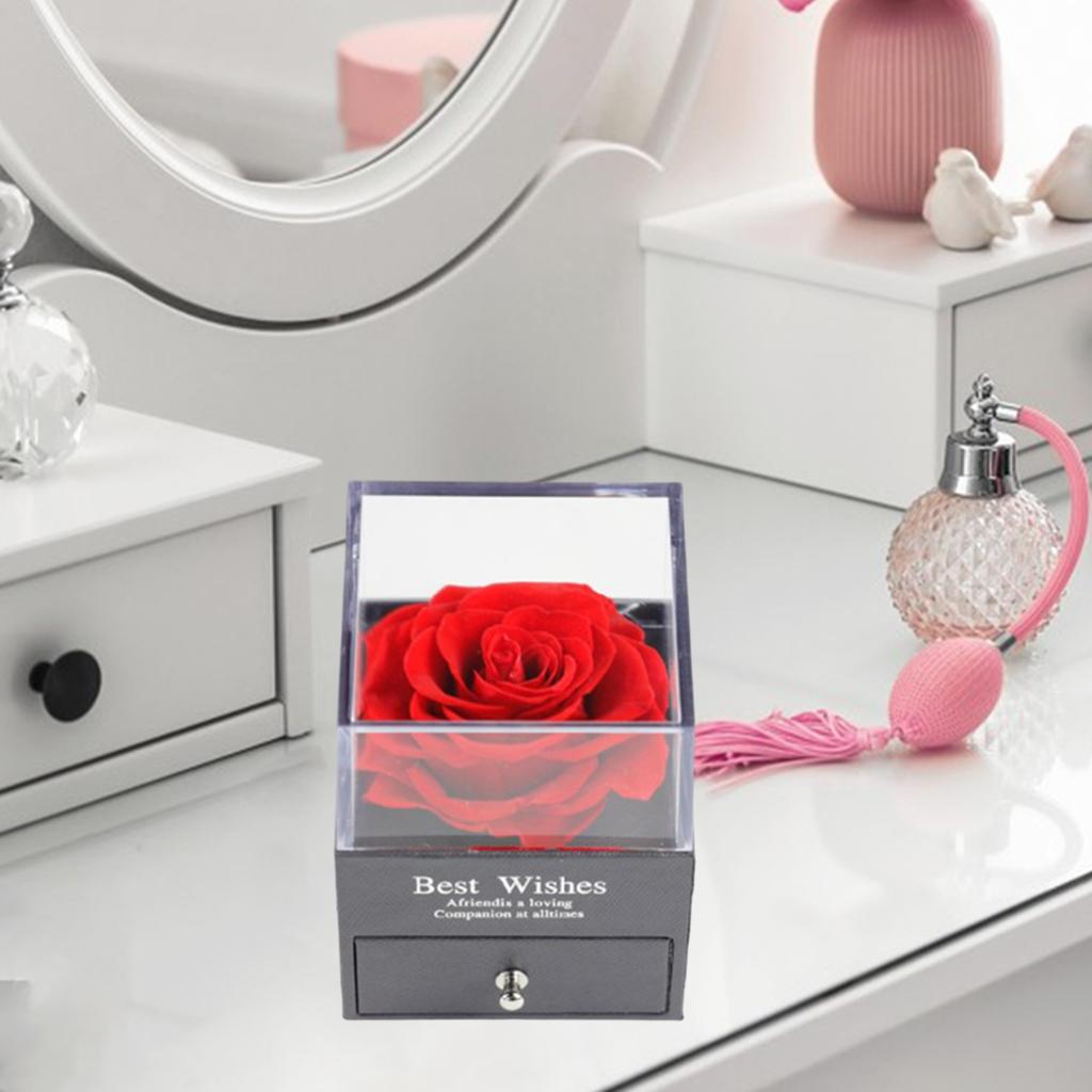 Empty Gift Box Jewelry Earring Display Box External Rose Watch Drawer Red