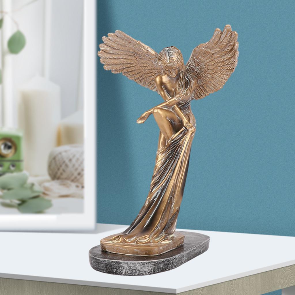 Angel Statue Shelf Figurine Church Decor Sculpture Ornament 12x11x18cm