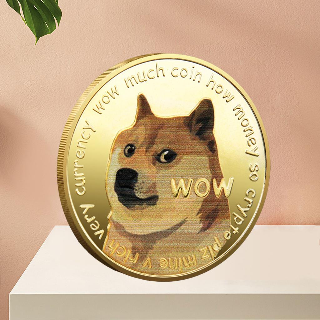 Dogecoin Doge Commemorative Coins Collectors Desktop Display Decor Golden