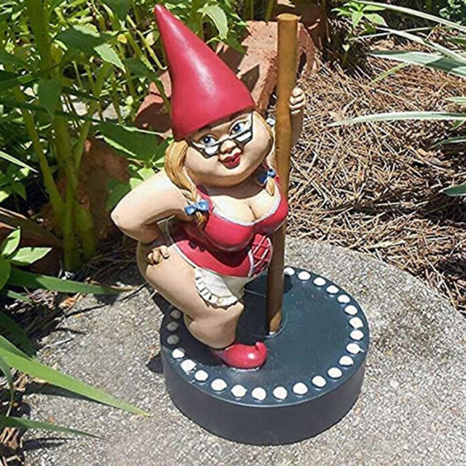 Resin Garden Striptease Gnome Statue Decorations for Patio Yard Porch Gift