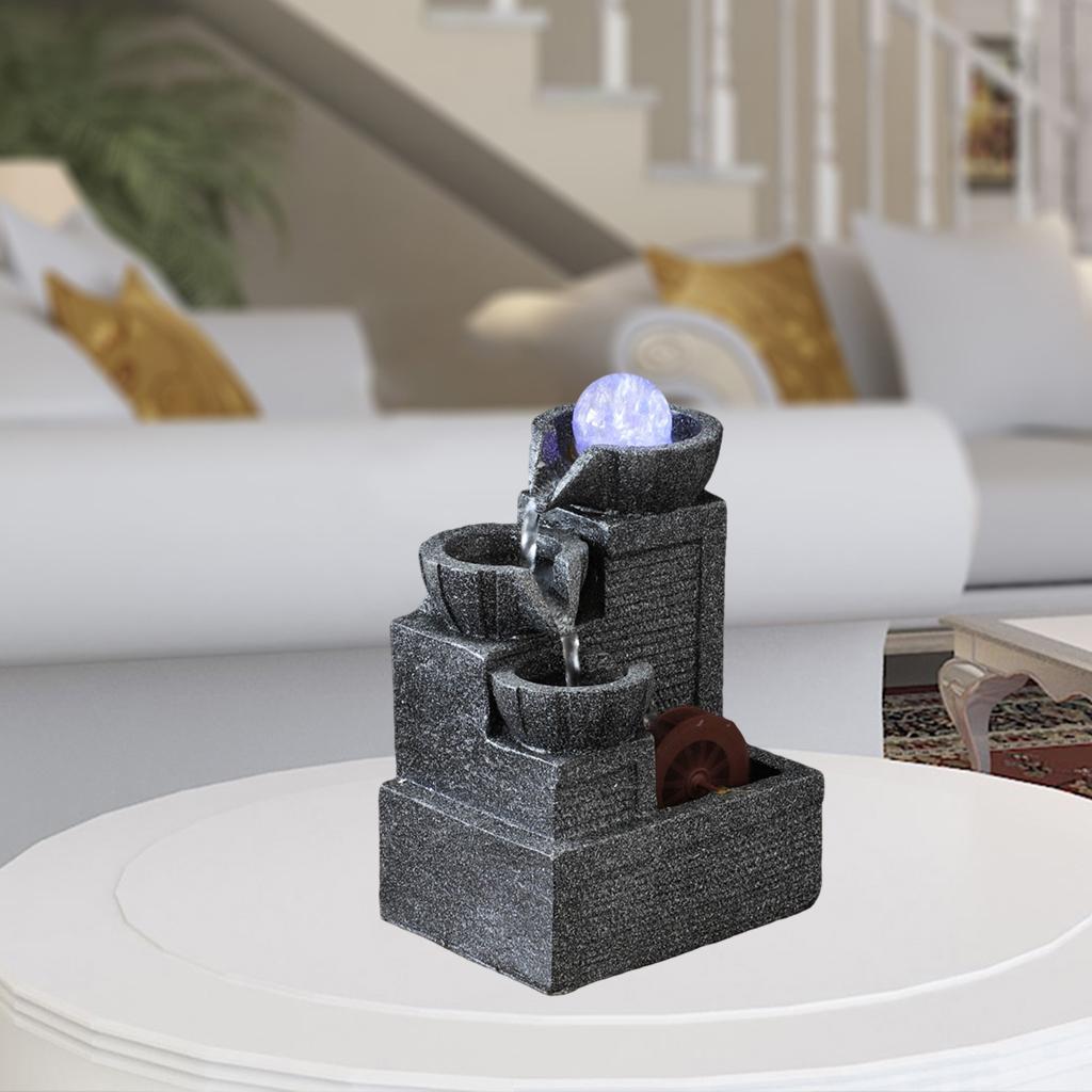   Orb Tabletop Water Fountain Waterfalls w/LED Light Round Mouth