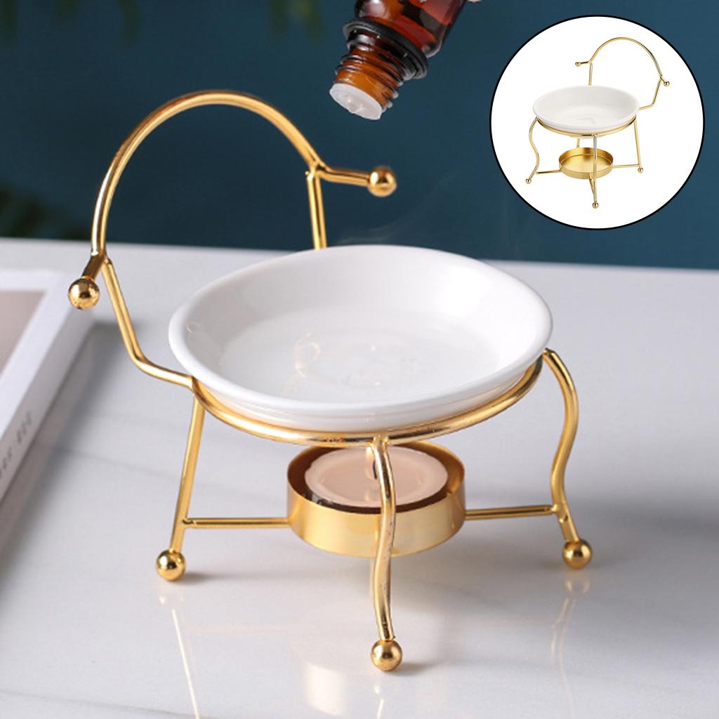 Metal Essential Oil Burner Candle Wax Melter Tealight Holder Golden
