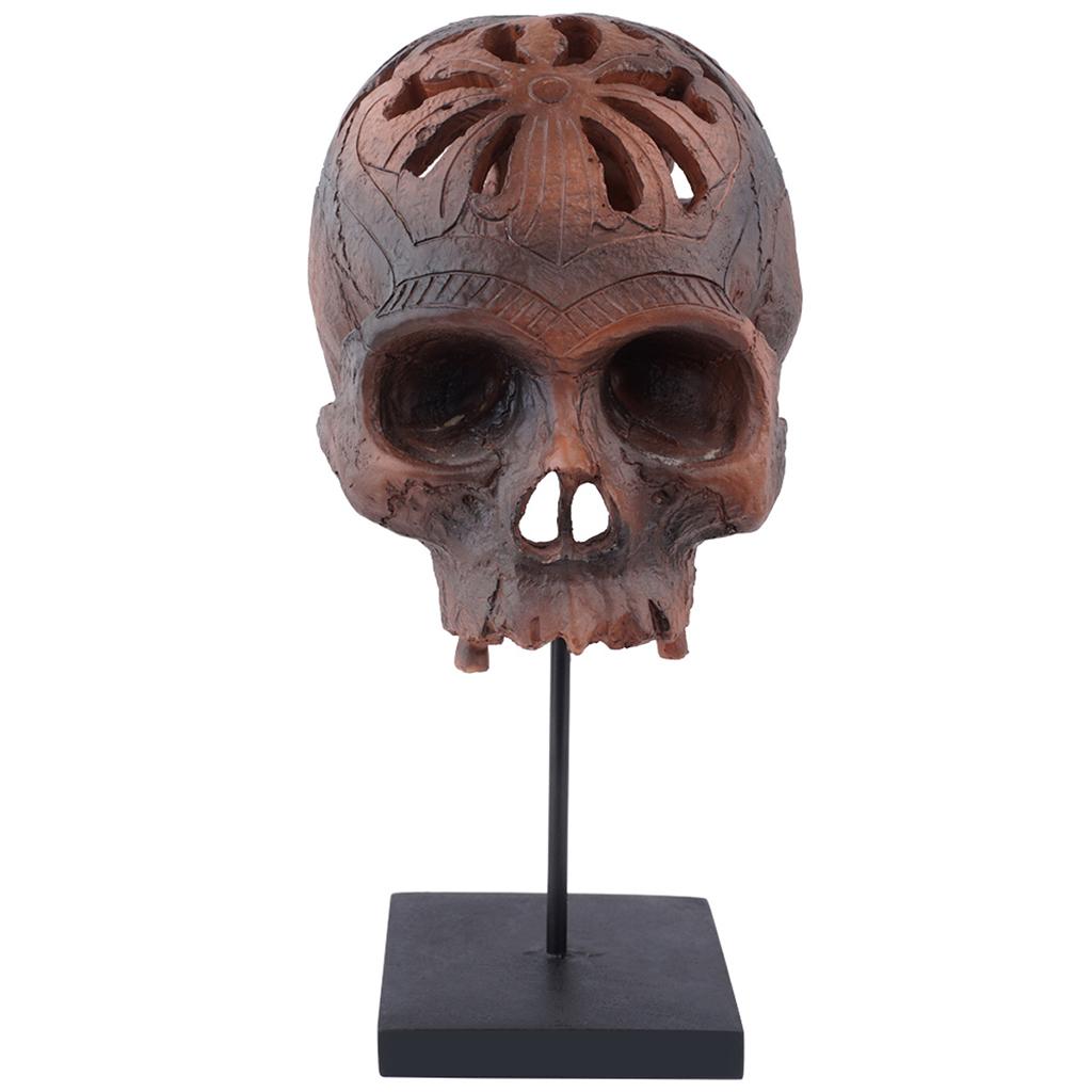 Skull Statue Skeleton Head Model Sculpture Halloween Desktop Ornament Craft