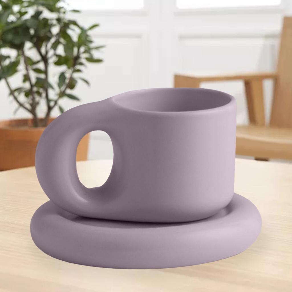 Ceramic Mug Fat Handle Coffee Mug Drink Cup  Purple