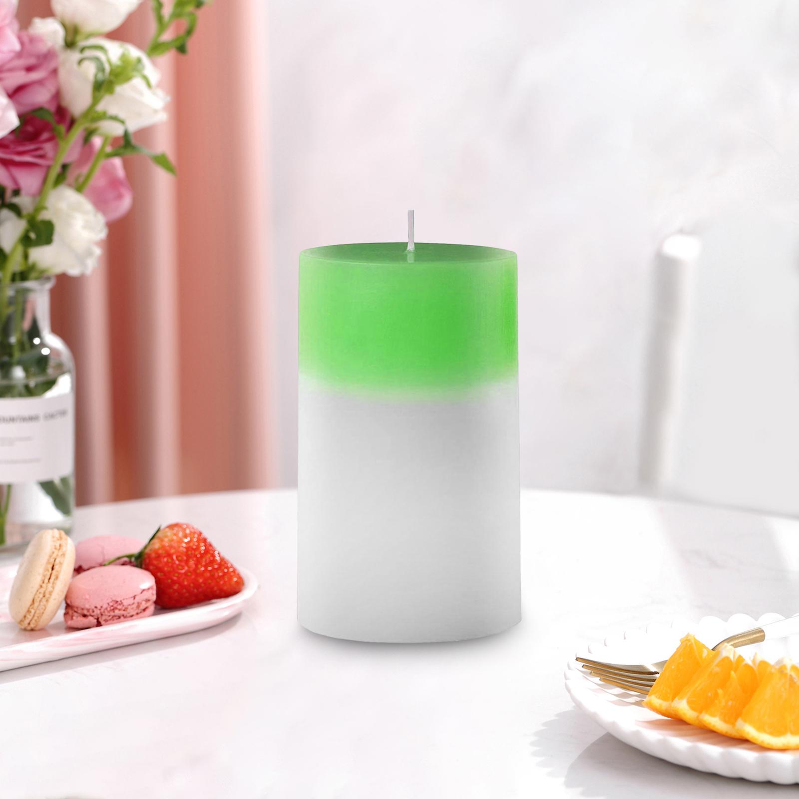 Natural Candles Built in LED Light Pillar Candles Color Changing Green