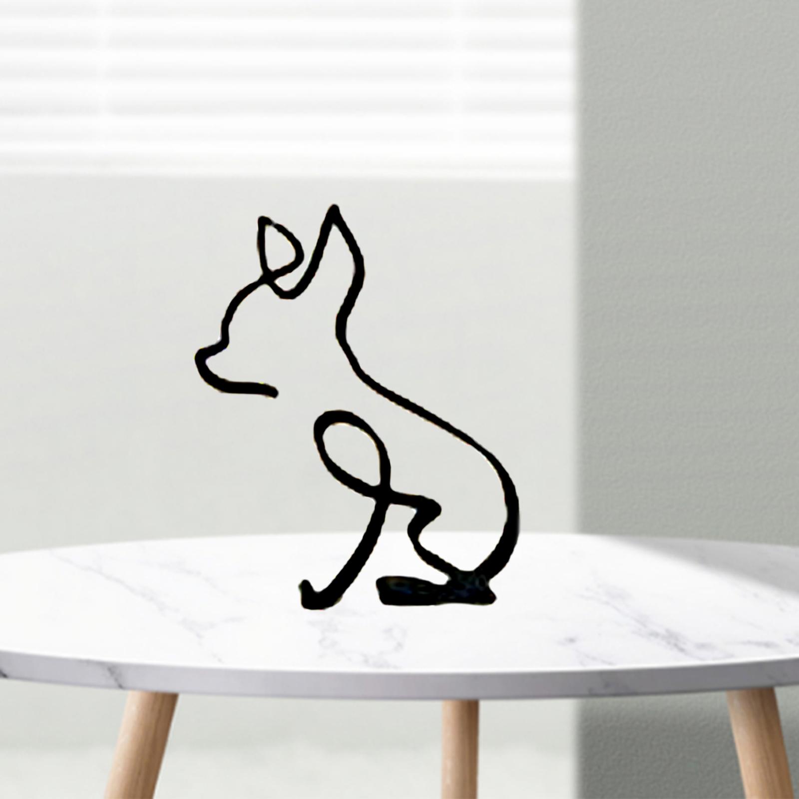Dog Sculpture Creative Metal Art Animal Figurine Desktop Decoration Craft D