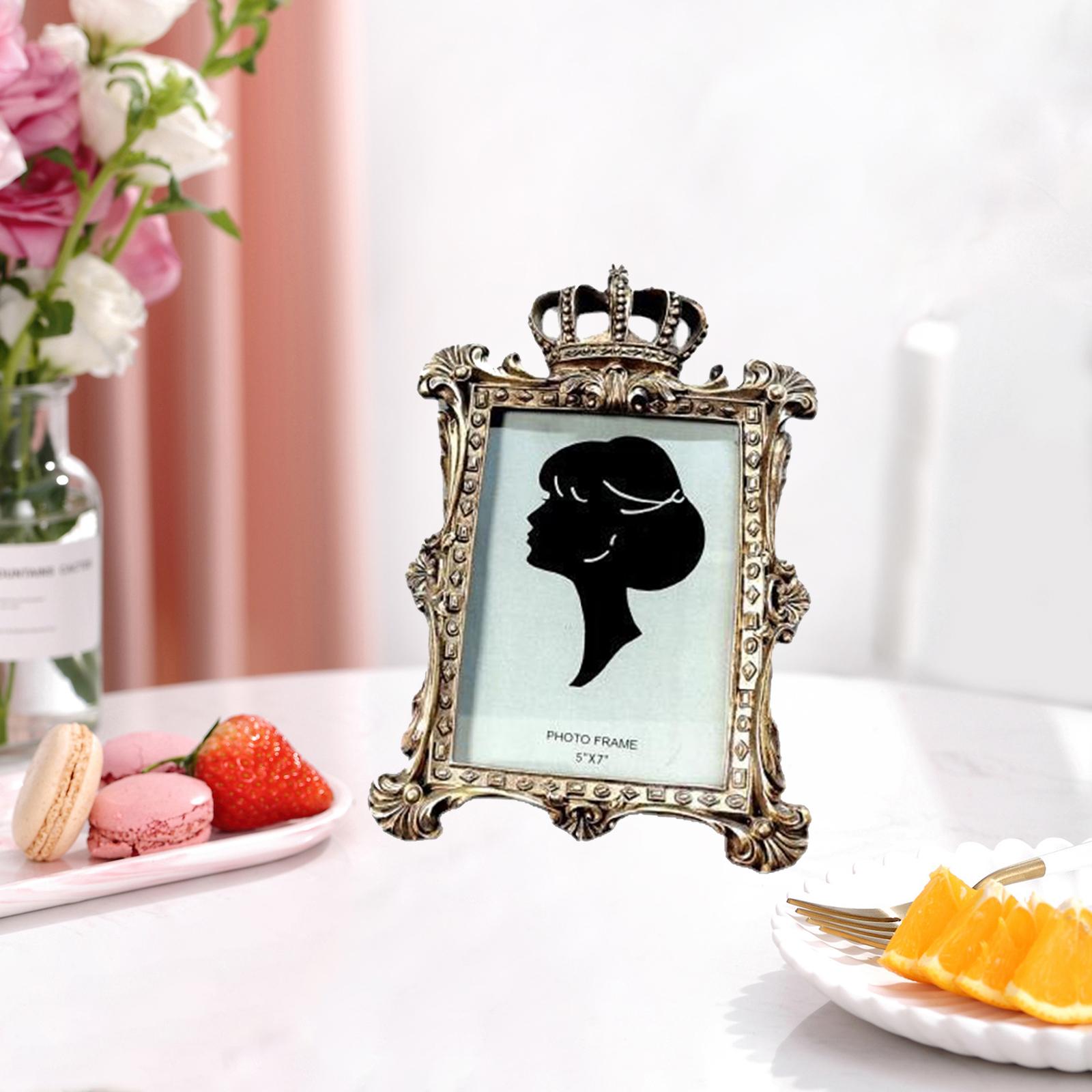 Retro Crown Style Picture Frame Photo Holder Crafts Livingroom Decor 7 inch