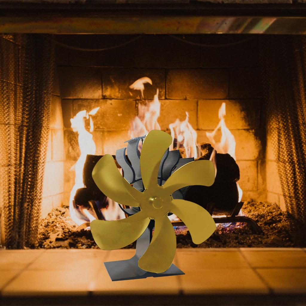 Heat Powered 6 Blade Stove Fan Eco Friendly Fireplace Fan Efficiency Golden