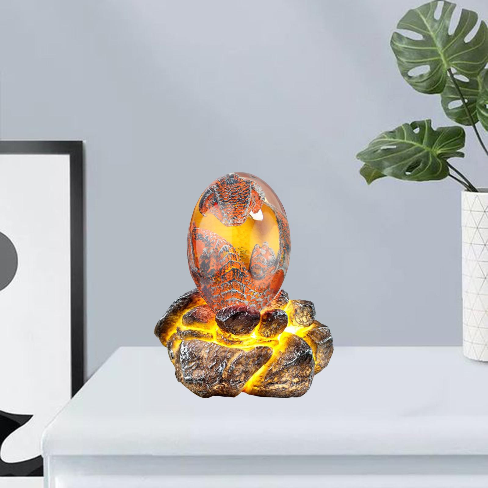 Dragon Egg Crystal Transparent Resin Sculpture Desktop Ornaments Rose Red