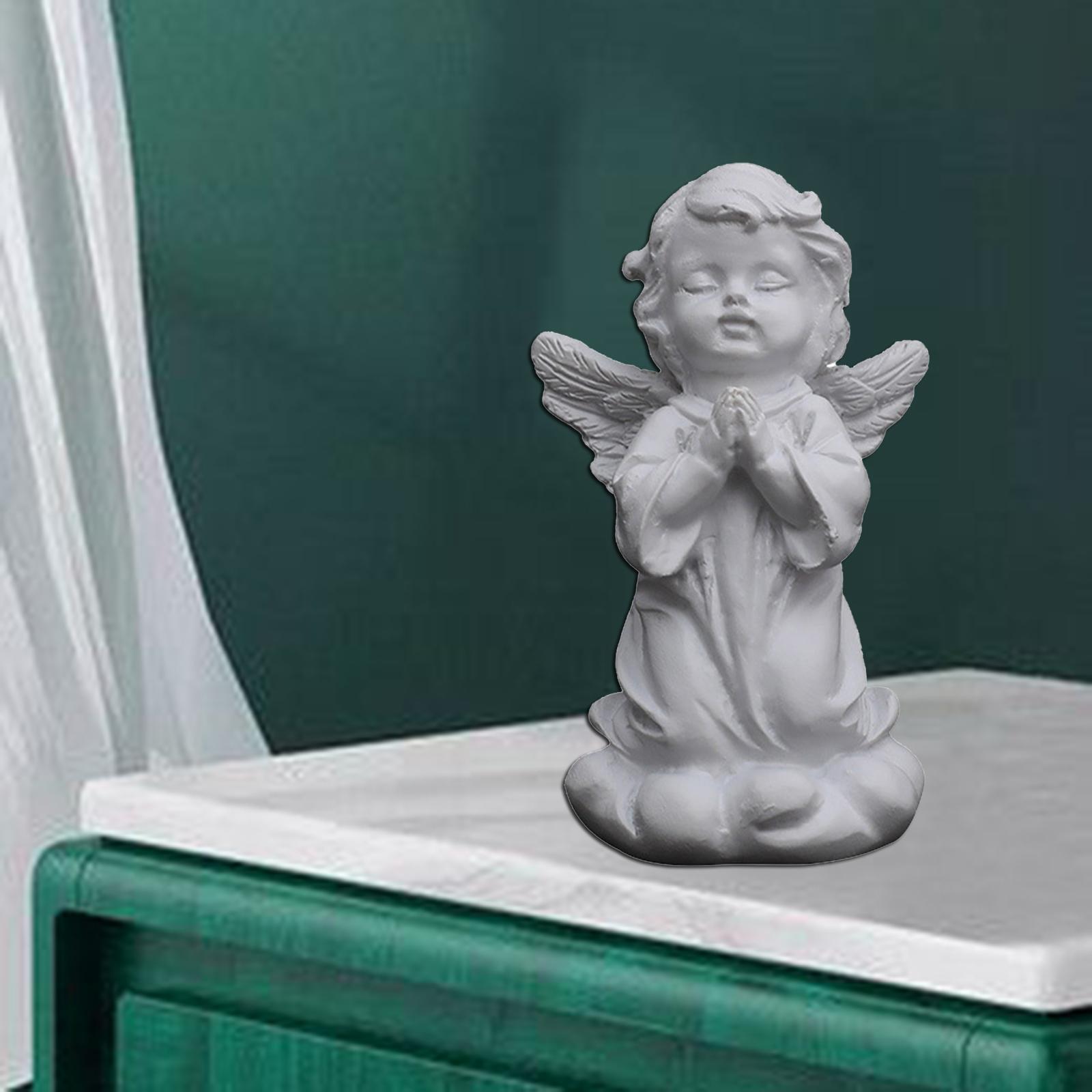 Resin Girl Angel Figurine Statue Desktop Ornaments Praying Up 