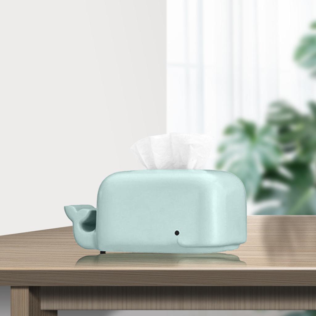 Silicone Whale Tissue Box Paper Storage Ornament phone holder light blue