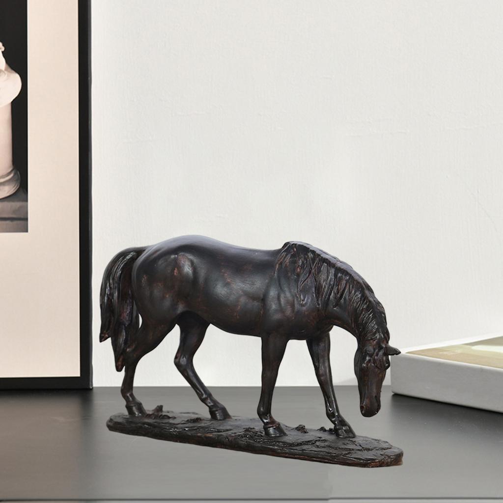 Creative Horse Statue Sculpture Figure Desktop Bookshelf Living Room Black