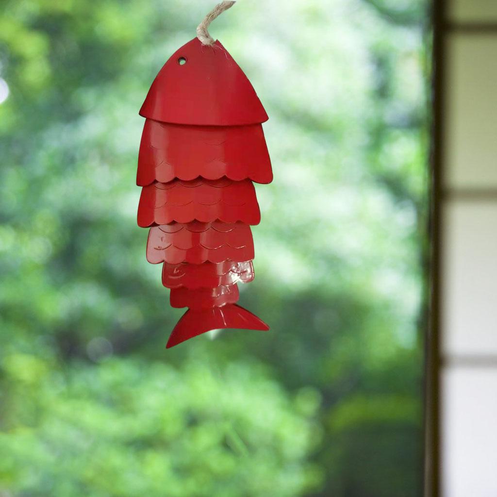 Color Kois Fish Wind Chimes Metal Outdoor Indoor Pendant Ornaments Crafts Red