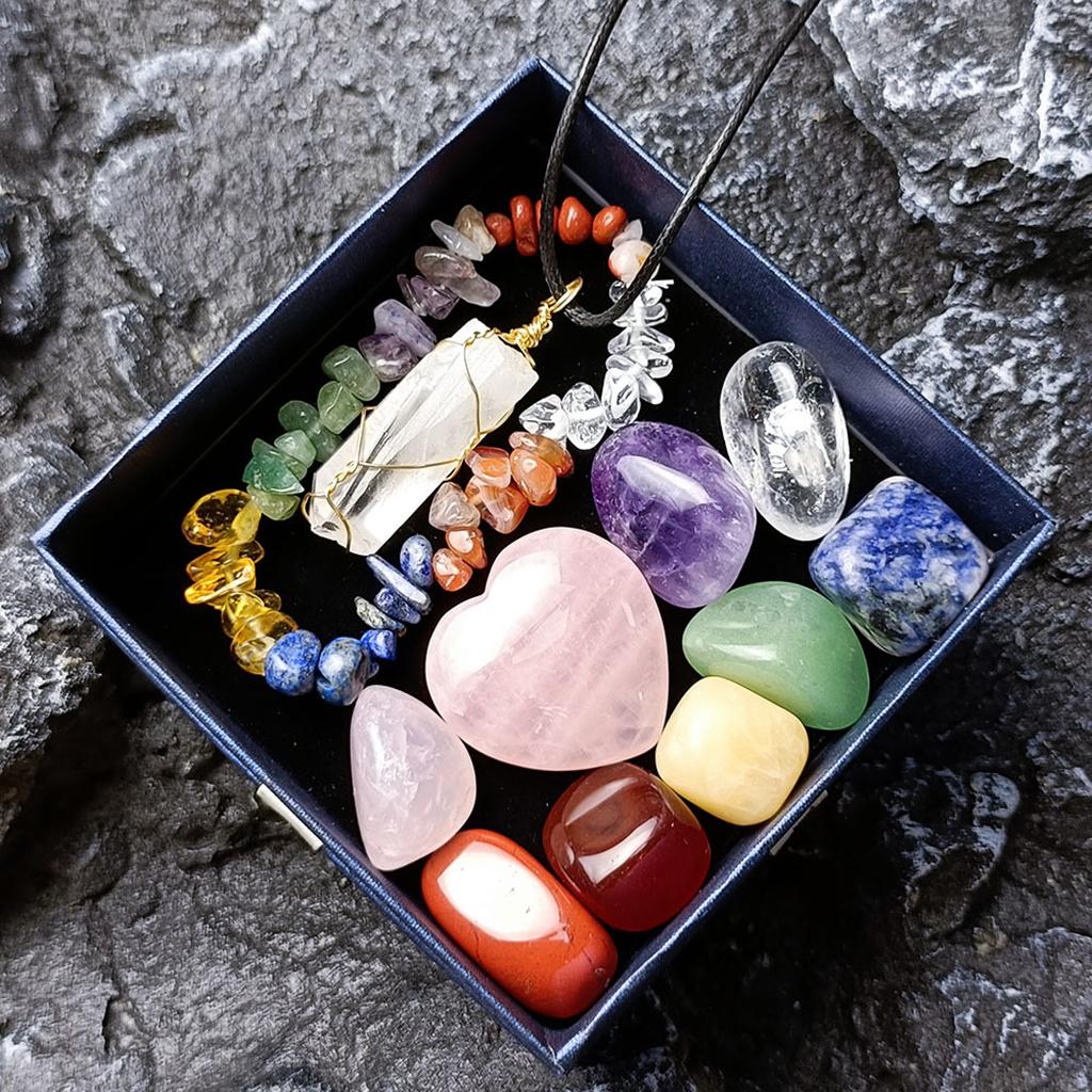 Pack of 11 Crystal Energy Stones Gems Specimens for Meditation Crafts Yoga