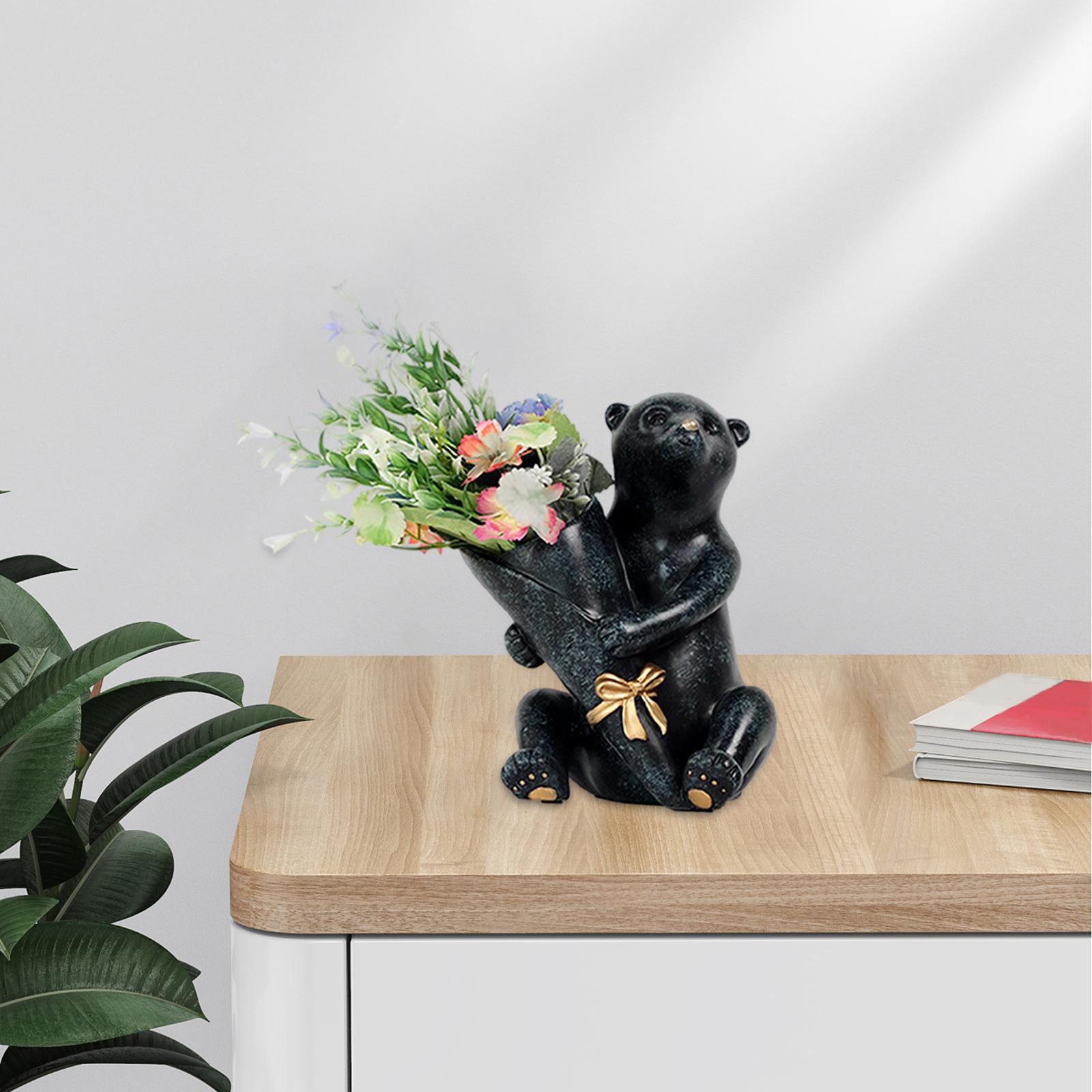 Modern Polar Bear Vase Ornament Desktop Wedding Gift Centerpiece Pot Blue